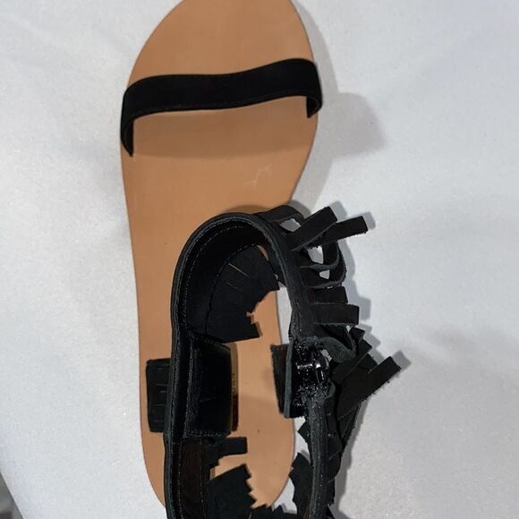 KATE SPADE ALEX SANDALS BLACK FRINGE - Picture 6 of 10